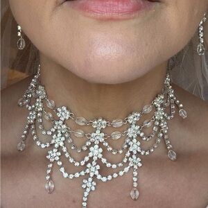 Elegant Silver Crystal Choker Necklace